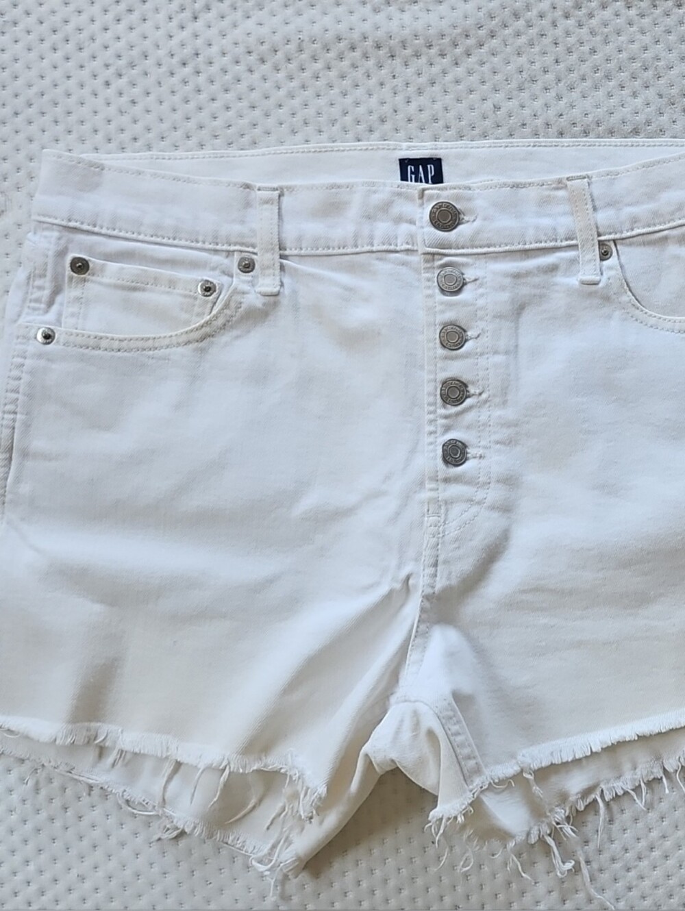 GAP White High-Rise Button-Front Denim Cutoff Shorts